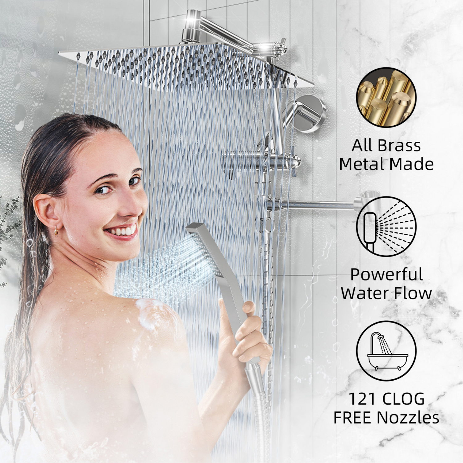 Rainfall Shower Head Combo