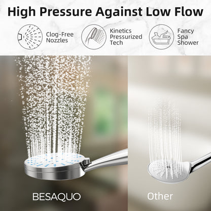 BESAQUO ALL METAL 3 Massage Settings Shower Head with Handheld