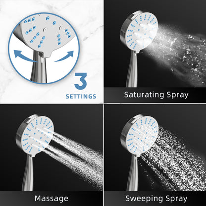 BESAQUO ALL METAL 3 Massage Settings Shower Head with Handheld