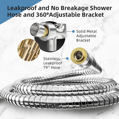 BESAQUO ALL METAL 3 Massage Settings Shower Head with Handheld