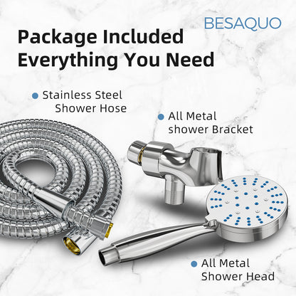 BESAQUO ALL METAL 3 Massage Settings Shower Head with Handheld